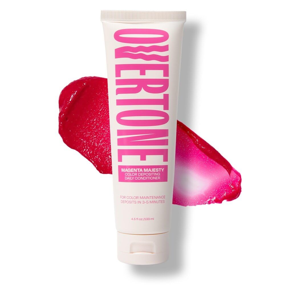 oVertone Daily Color Depositing Conditioner: 4.5oz Temporary Coloring Conditioner w/Shea Butter & Coconut Oil, Refresh Color & Prevent Fading, Vegan & Cruelty-Free, Extreme Magenta is Magenta Majesty