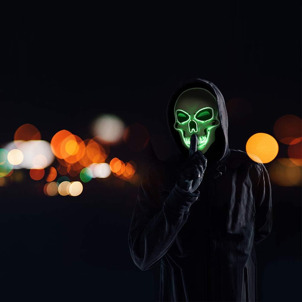 OceanWings Halloween Mask LED Light up Costumes Scary Mask for Party Supplies Favor