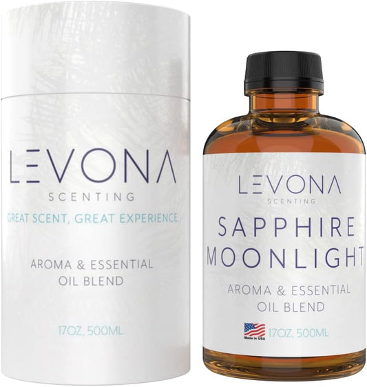 Levona Scent Essential Oil - Fresh Aroma for Home, Office, Hotel & Spa, Perfect in Humidifiers and Diffusers, Luxury Fragrance, with Lemon & Aqua Marine Notes - 500ml/ 17 fl oz, Sapphire Moonlight