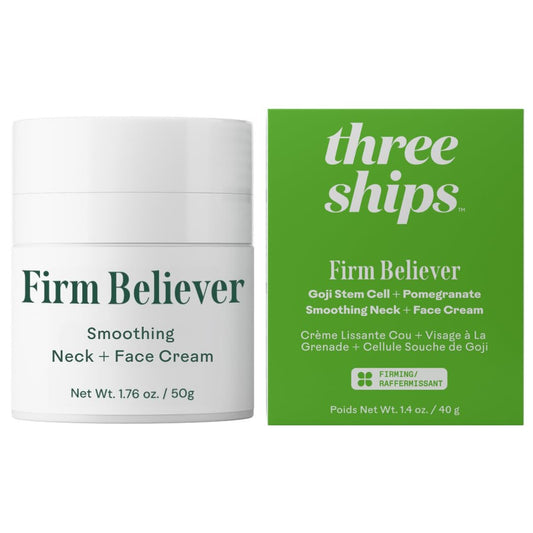 Three Ships Firm Believer Smoothing Neck Cream with Goji Stem Cell- Firms + Lifts to Reduce Appearance of Fine Lines, Face Moisturizer (40g)