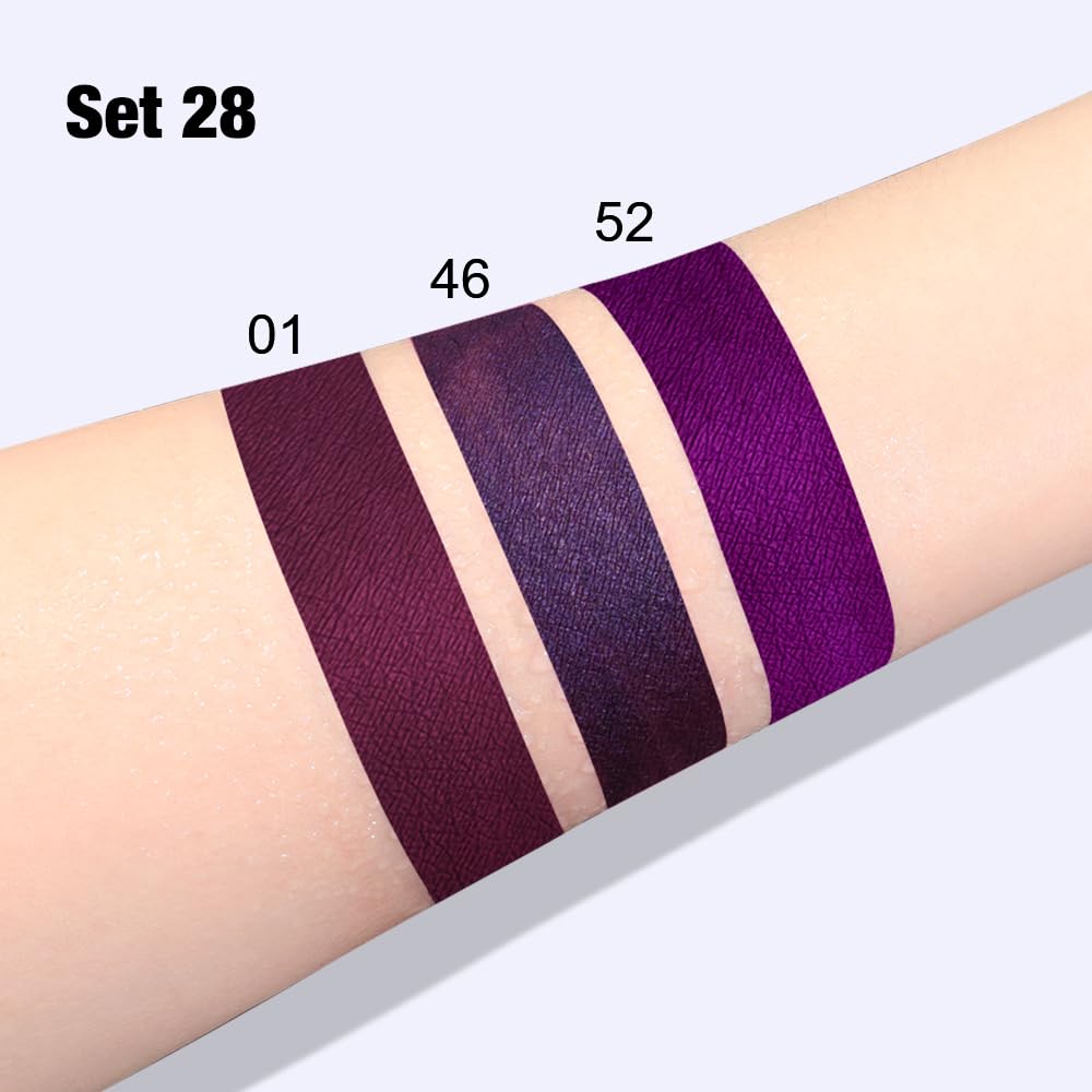 evpct 3Pcs Burgundy Red Dark Purple Matte Liquid Lipstick Lip Stain Sets for Women, Matte Lipstick Long Lasting Waterproof Permanent 24 Hours original, Magic Lip Sticks Pack for Halloween Daily Makeup