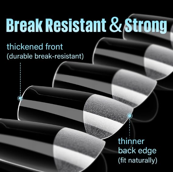 TOMICCA Short Square Nail Tips, 240Pcs Half Matte Press on Full Cover Acrylic Nails, 12 Sizes Soft Acrylic Fake Nail Tips for Nail Extension Art Home DIY Nail Salon