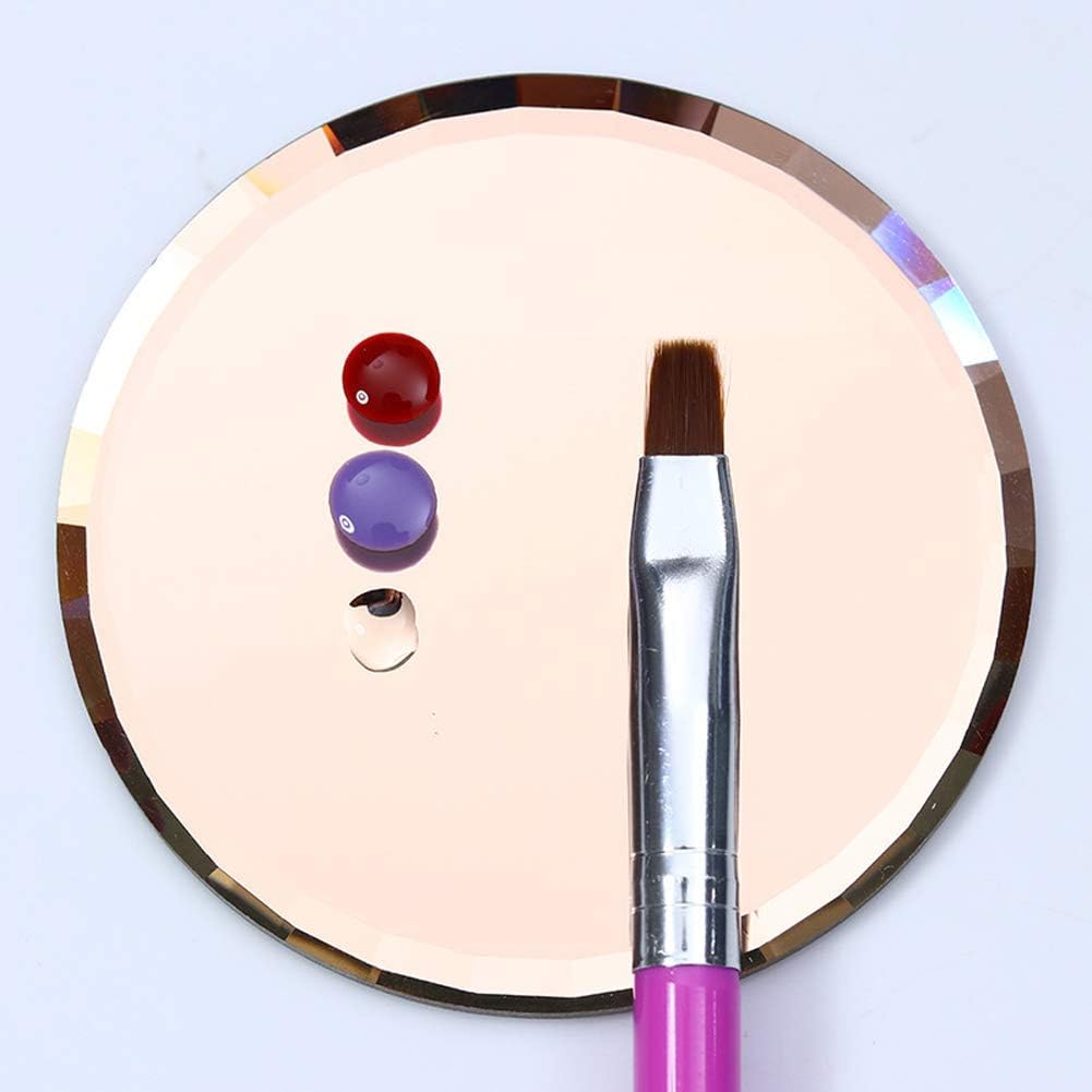 5Pcs Mirror Empty Nail Art Palettes Plate Round Glass Manicure Palette Nail Art Display Tray Board Holder Gel Polish Drawing Color Mixing Palette for Women Beauty Tool, Assorted Color