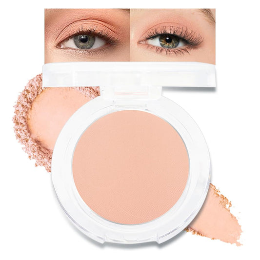 Single Mini Pressed Eyeshadow Makeup Palette, Nude Skin Color Sparkle Shimmer Glitter Monochrome Cream Eye shadows Palette Brightener Makeup for Older Women, Pigmented Waterproof 02#