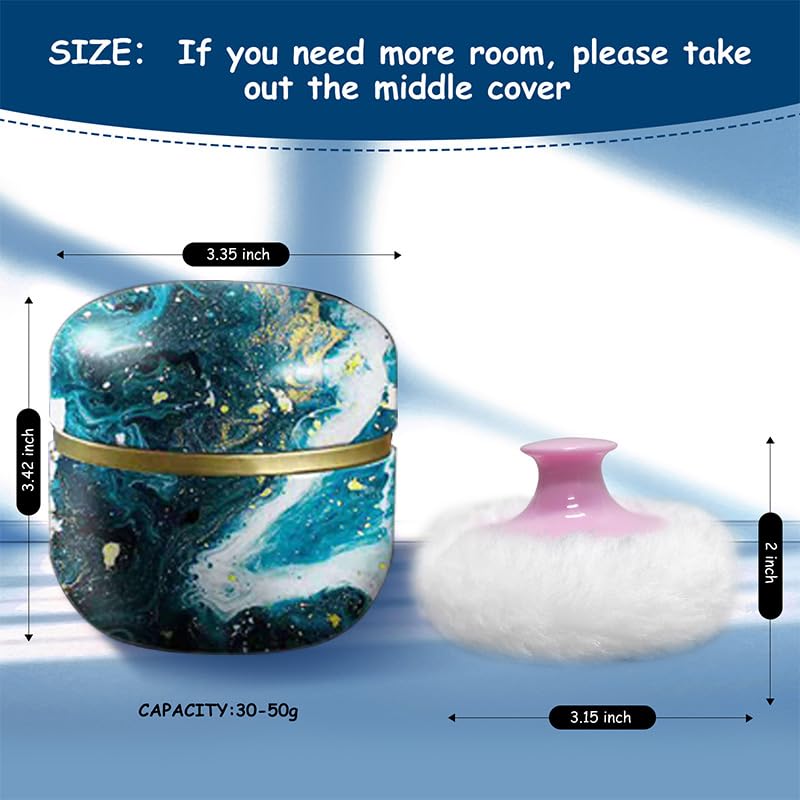 Body Powder Puff and Container for Dusting Powder, Women Powder Puff and Powder Case for Bath and Travel (Universe)