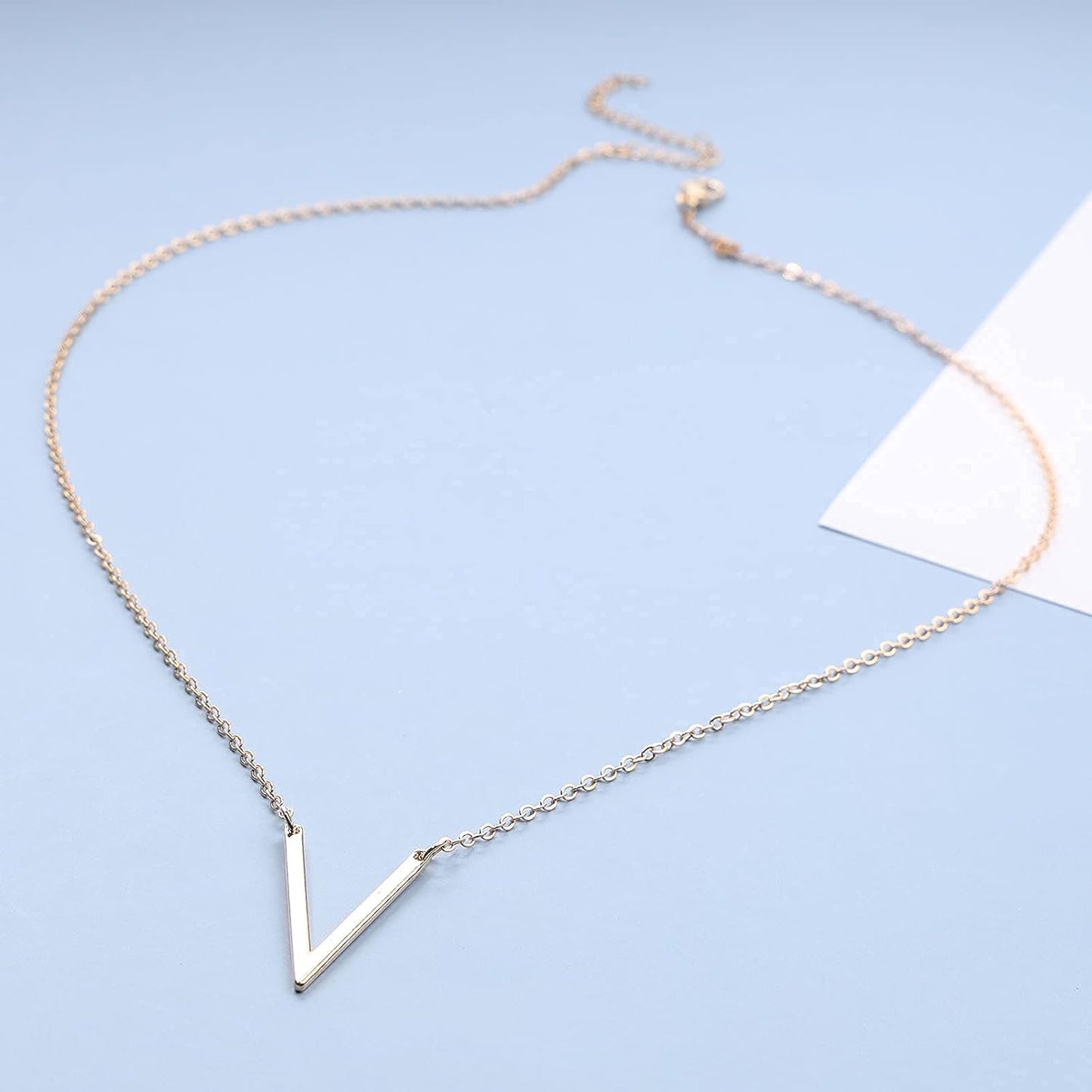Letter V Pendant Necklace Monogram Necklace Choker Minimalist Initial V Necklace Simple Everyday Necklace Chain Jewelry for Women
