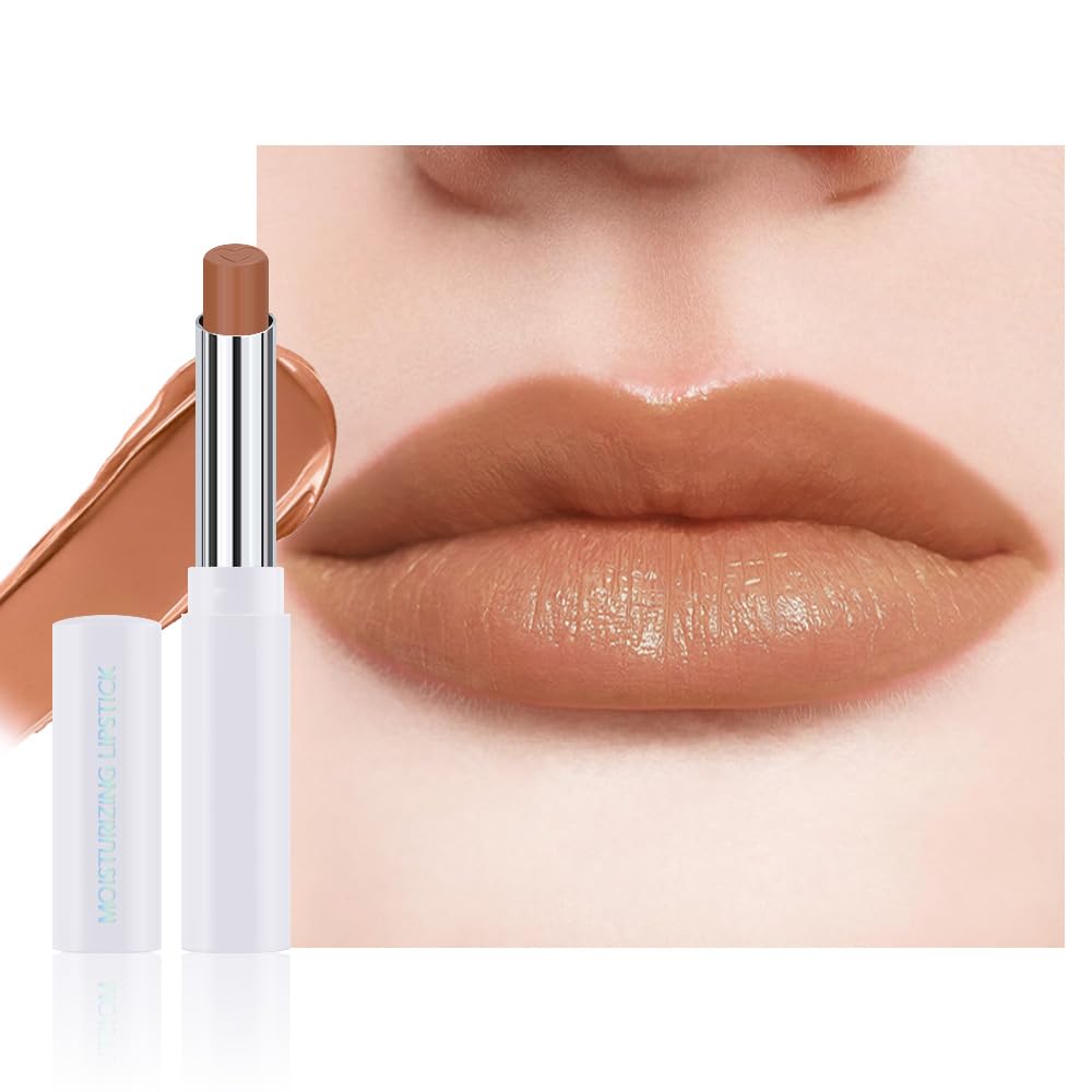 1Pcs Tinted Lip Balm Moisturizing Lipstick,Waterproof Hydrating Matte Lip Balm for Women,Creamy Natural Color Stain for Dry Lips,Soft Matte Finish with Subtle Scent (#01 Warm Orange Nude Brown)