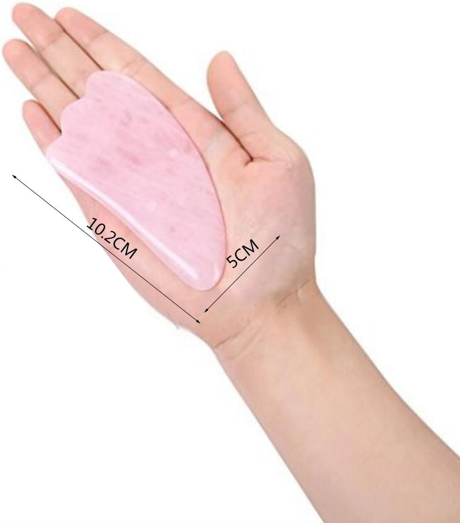 Feng Shui Pink Rose Quartz Gua Sha Board-Therapeutic Relief and Skin Renewal -Premium All Natural Handmade Healing Stone W3462