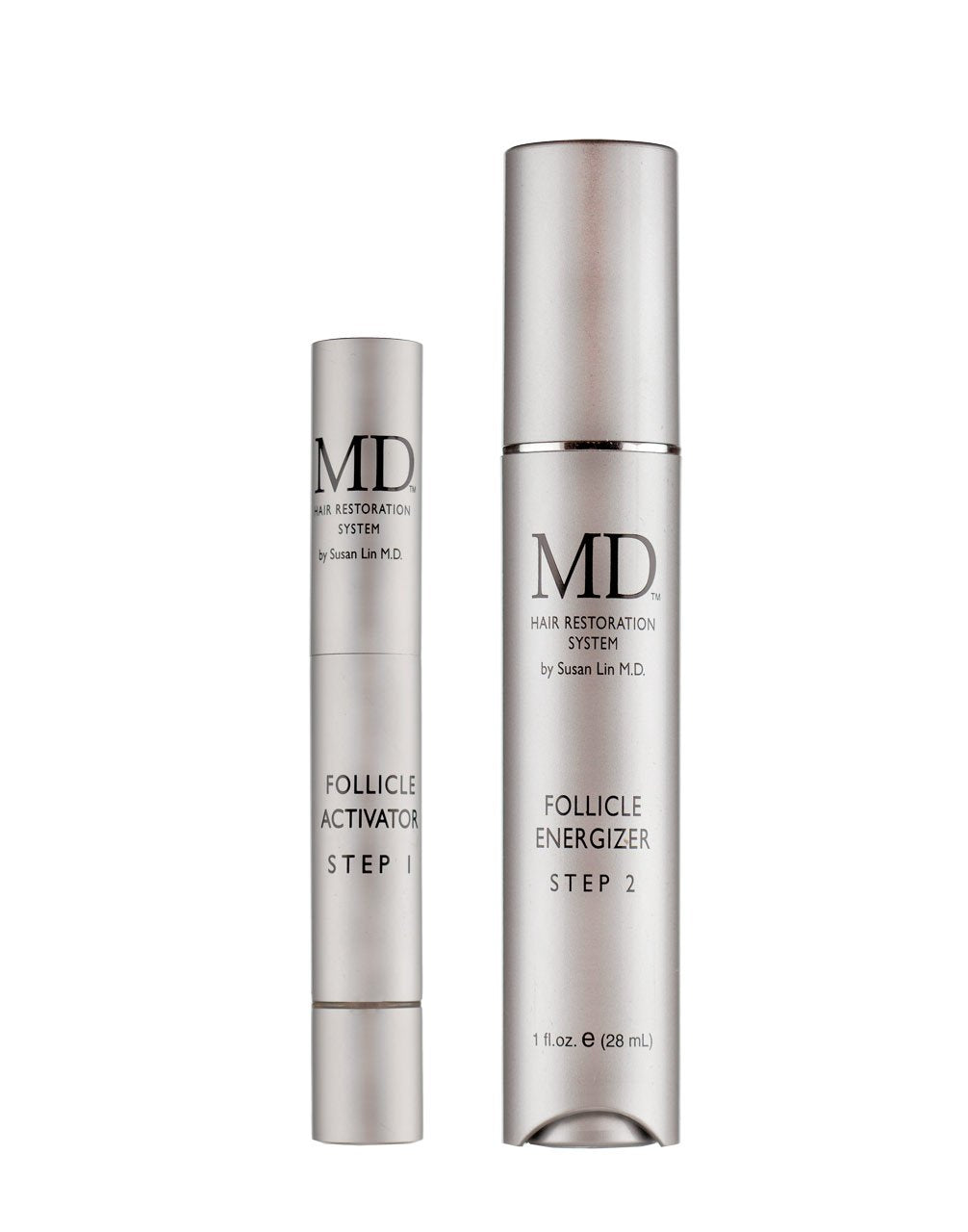 MD Hair Restoration Two Step System – Follicle Activator/Enhancer & Energizer for Hair Thinning, Regrowth, Nourishment, Follicle Stimulation – Ideal for Men & Women