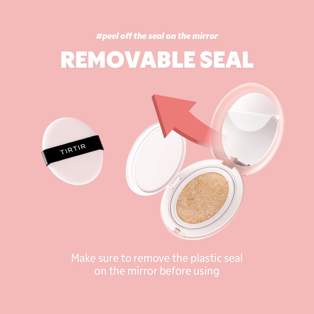 [*Mini Size*] TIRTIR All Cover Pink Cushion | Korean Cushion Foundation, (#17C Porcelain, 0.15 Fl Oz)