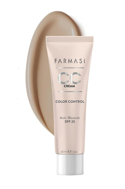 FARMASI CC Color Control Cream, Natural and Flawless Finish, Enriched Formula with Multimineral & Spf 25+, All-Day Hold, All Skin Types, 1 fl. oz, 03 Medium