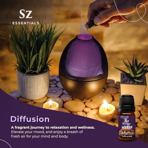 5-Year Aged Myrrh Premium Essential Oil – Rich, Earthy Aroma | Pure & Natural for Aromatherapy & Wellness - Therapeutic Grade & Vegan - 100% Pure and Natural - Undiluted - 0.17 fl oz.