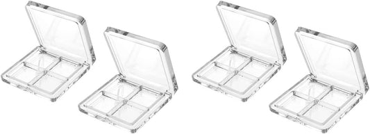 Beaupretty 4 Pieces Empty Eyeshadow Pallet 4 Grids Eye Shadow Lipstick Storage Case Box Clear Makeup DIY Cosmetic Organizer Container