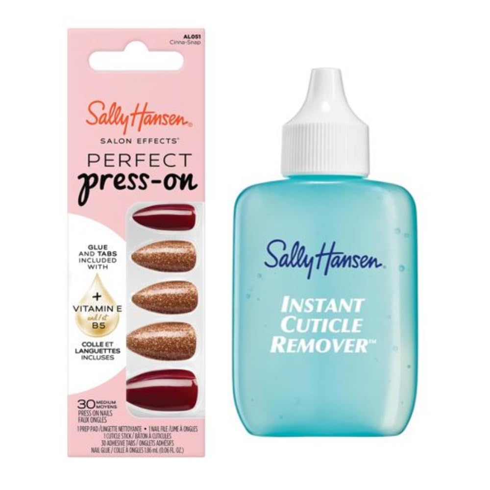 Sally Hansen Instant Cuticle Remover & Salon Effects Cinna-Snap Press On Nails