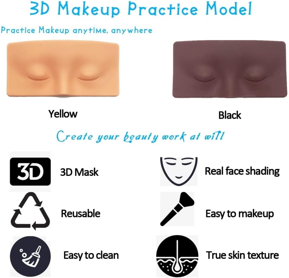 Makeup Practice Face, Makeup Practice Board, The Aid to Practicing Makeup, Silicone Makeup Mannequin Face Easy Makeup Apply and Removal for Professional Makeup Artists and