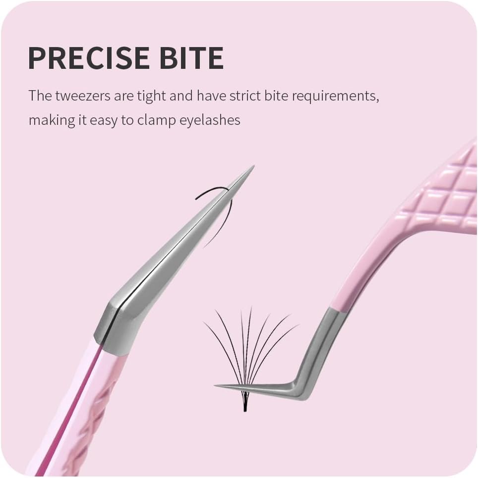 Eyelash Extension Tweezers,Fiber Tip Grip Boot Volume Lash Tweezers,Professional Pointed Lash Extension Tweezers for Easy Lash Application and Removal-F03