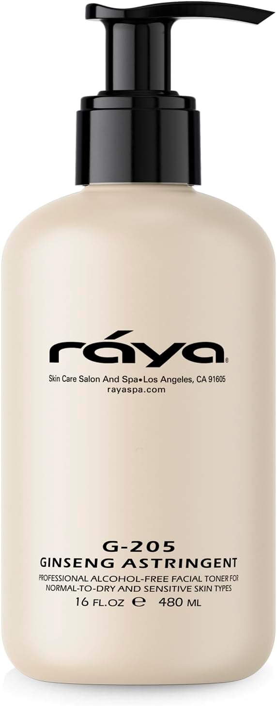 RAYA Ginseng Astringent with AHA 16 oz (G-205) | Gentle Glycolic Facial Toner for Dry and Sensitive Skin | Helps Tighten Pores, Smooth Complexion, and Reduce Fine Lines | Made With Alpha Hydroxy Acids