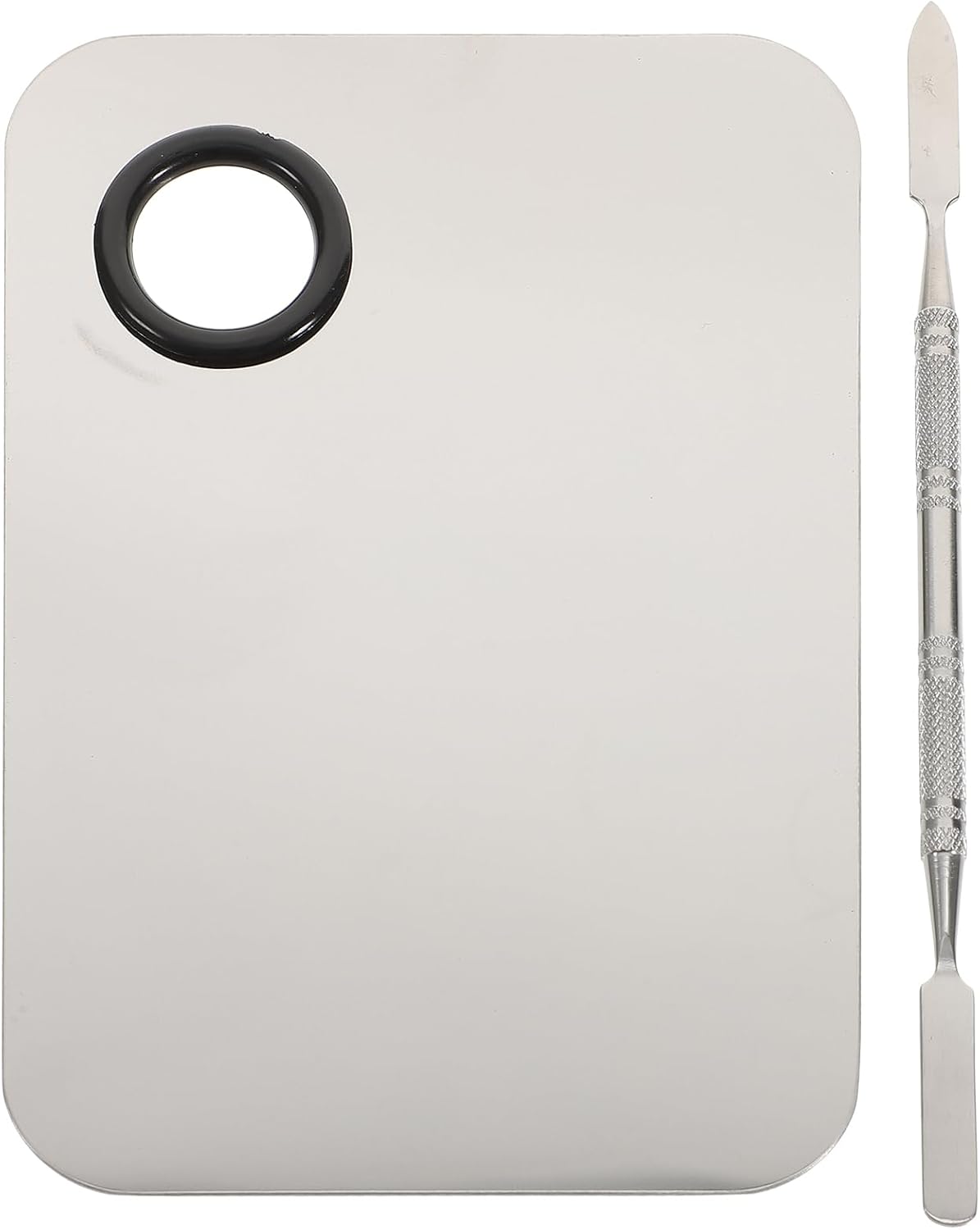 FOMIYES Makeup Palette, Makeup Mixing Palette, Stainless Steel Cosmetic Mixing Tray with Spatula Makeup Artist Tool for Mixing Foundation Nail-Art