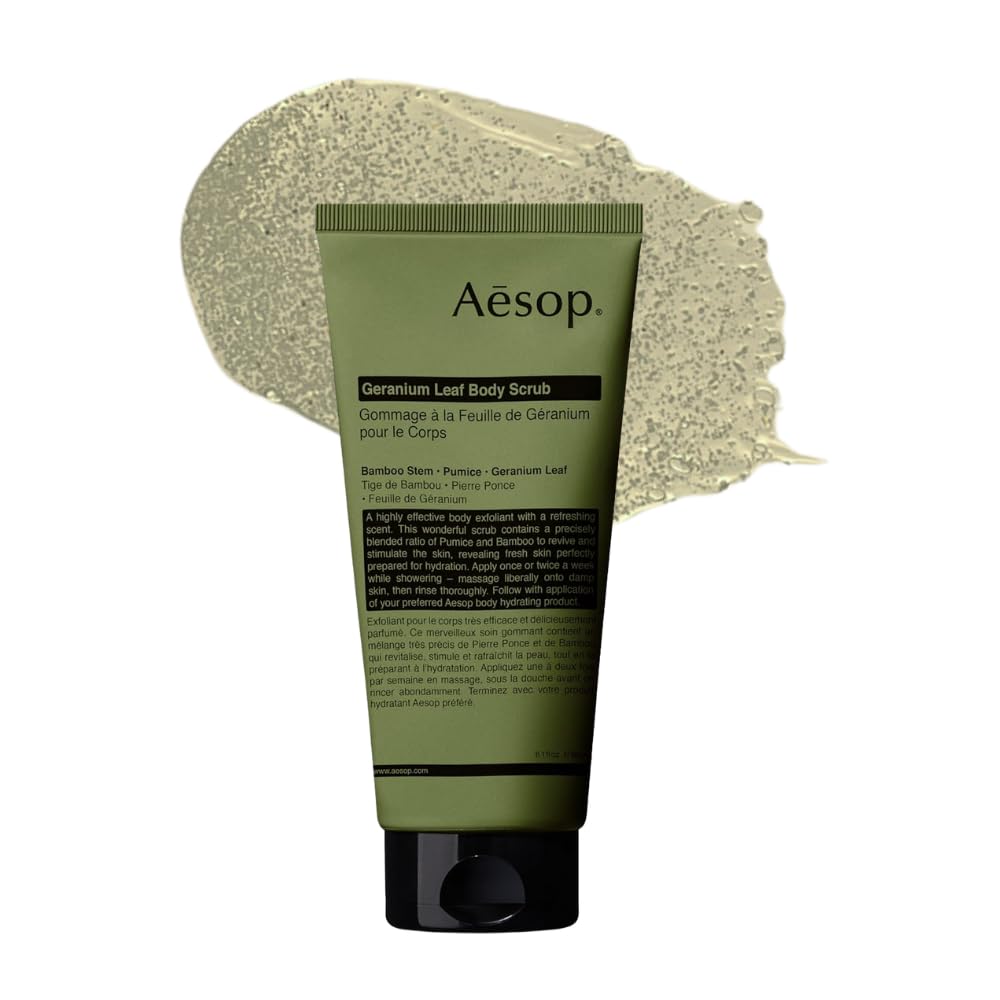 Aesop Geranium Leaf Exfoliating Body Scrub | Smooth, Soft, Hydrated Skin | 6.2 oz / 180mL