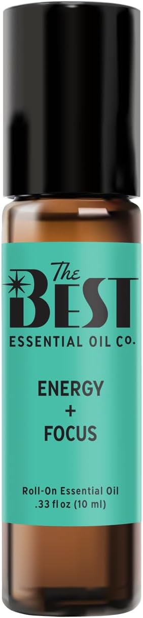 The Best Energy + Focus Essential Oil Roll-On Blend- Premium Grade- Pre-Diluted in Coconut Oil- Ready to Use- 10 ml (.33 fl oz)