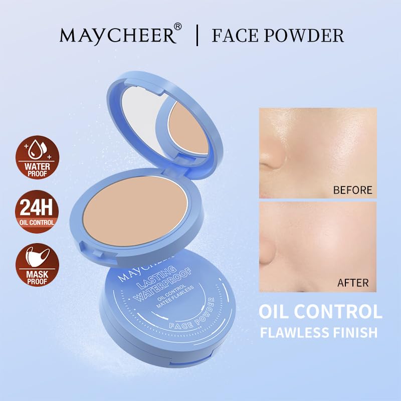 Oil Control Face Pressed Powder, Matte and Smooth Translucent Setting Powder for Women, Waterproof Long Lasting Finishing Powder, Lightweight Cosmetic Powder, Cruelty-free (02# Natural, 0.35Oz)