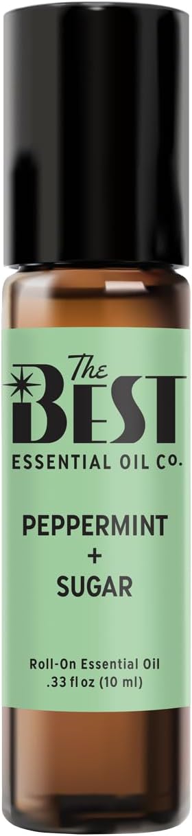 The Best Peppermint + Sugar Essential Oil Roll-On Blend- Premium Grade- Pre-Diluted in Coconut Oil- Ready to Use- 10 ml (.33 fl oz)