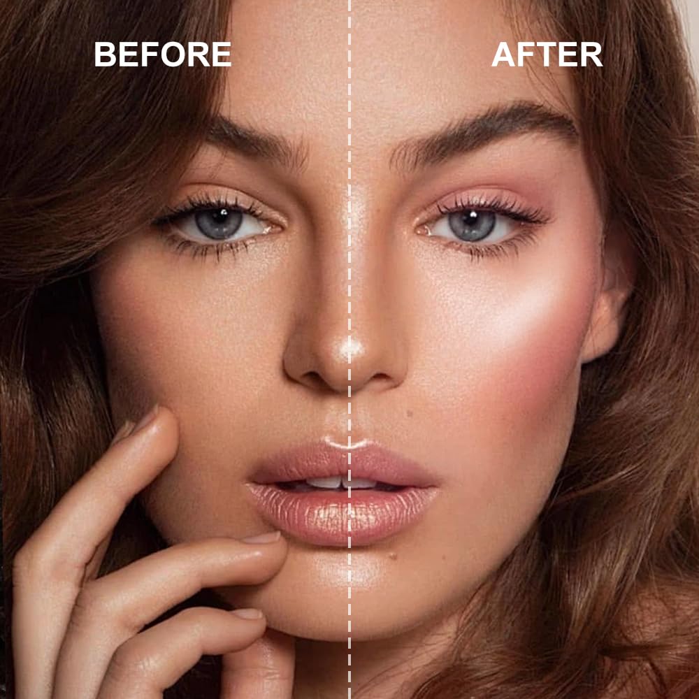 Multi-Use Waterproof Highlighter Stick with Brush – Unidollss 3-in-1 Cream Contour, Bronzer & Blush Stick for Cheeks, Eyes & Lips, Long-Lasting Glow, Easy Application(10 FIRST DATE)