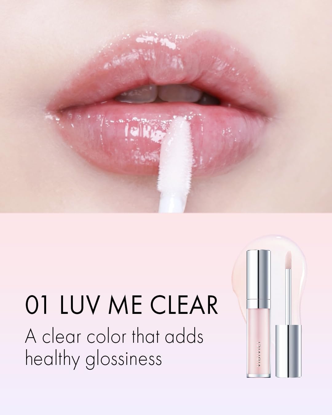 VIDIVICI Millennial Lip Oil #01 Luv Me Clear - Non-Sticky Dewy Gloss for Moisturized & Voluminous Lips - Overnight Lip Masks & Lip Sleeping Mask for Day & Night Use, 0.12 fl.oz.
