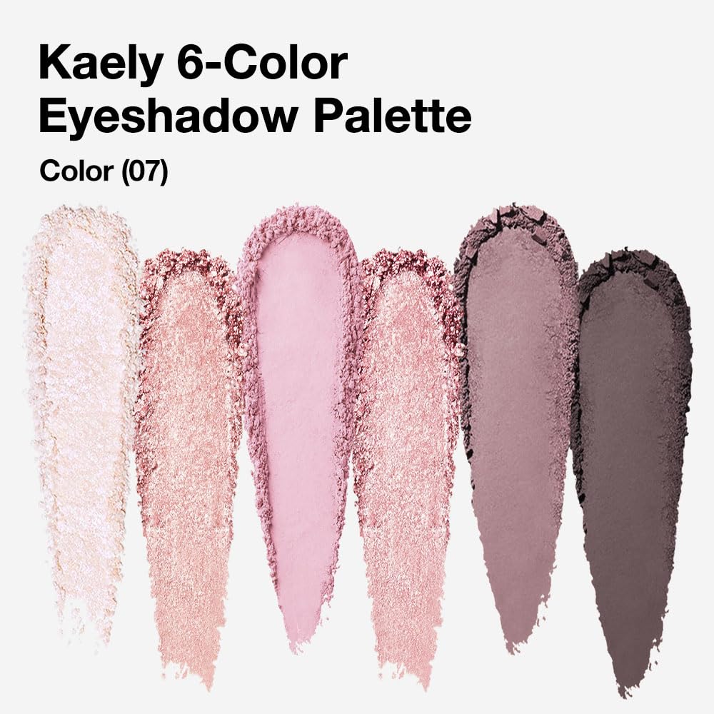 Kaely 6 Colors Mini Pink Eye Shadow Palette Makeup, Neutral Matte Shimmer Eyeshadow Palette for Older Women Highly Pigmented Waterproof, paleta de sombras de ojos, Vegan & Cruelty-free, 07