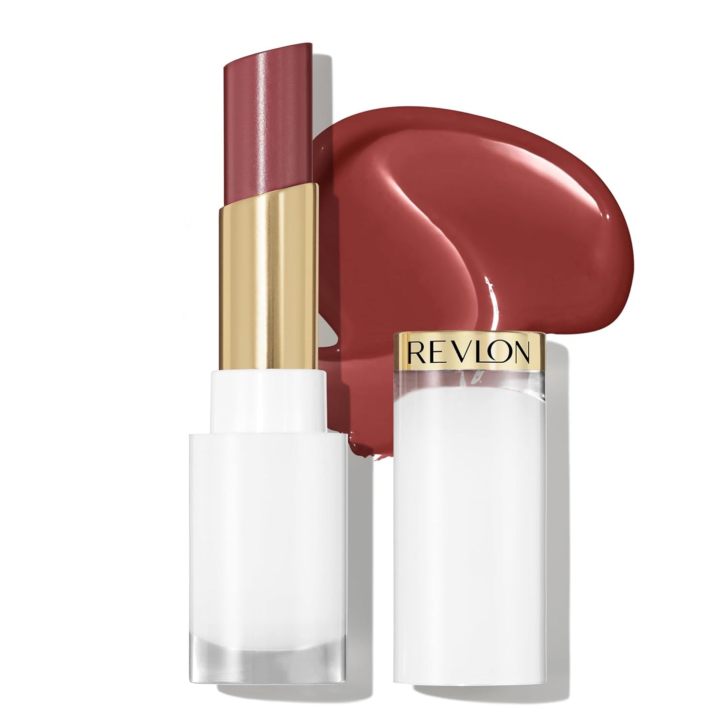 REVLON Super Lustrous Glass Shine Balm, Hydrating Tinted Lipstick, Sheer, Glossy Shiny Finish, 008 Rum Raisin, 0.11 oz