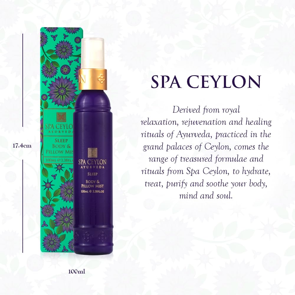 SPA CEYLON SLEEP Body & Pillow Mist | Non-Oily Natural Mist | Reduces Stress | Luxuriously Fragrant | Suitable for all skin types (100 ml, Lavender)