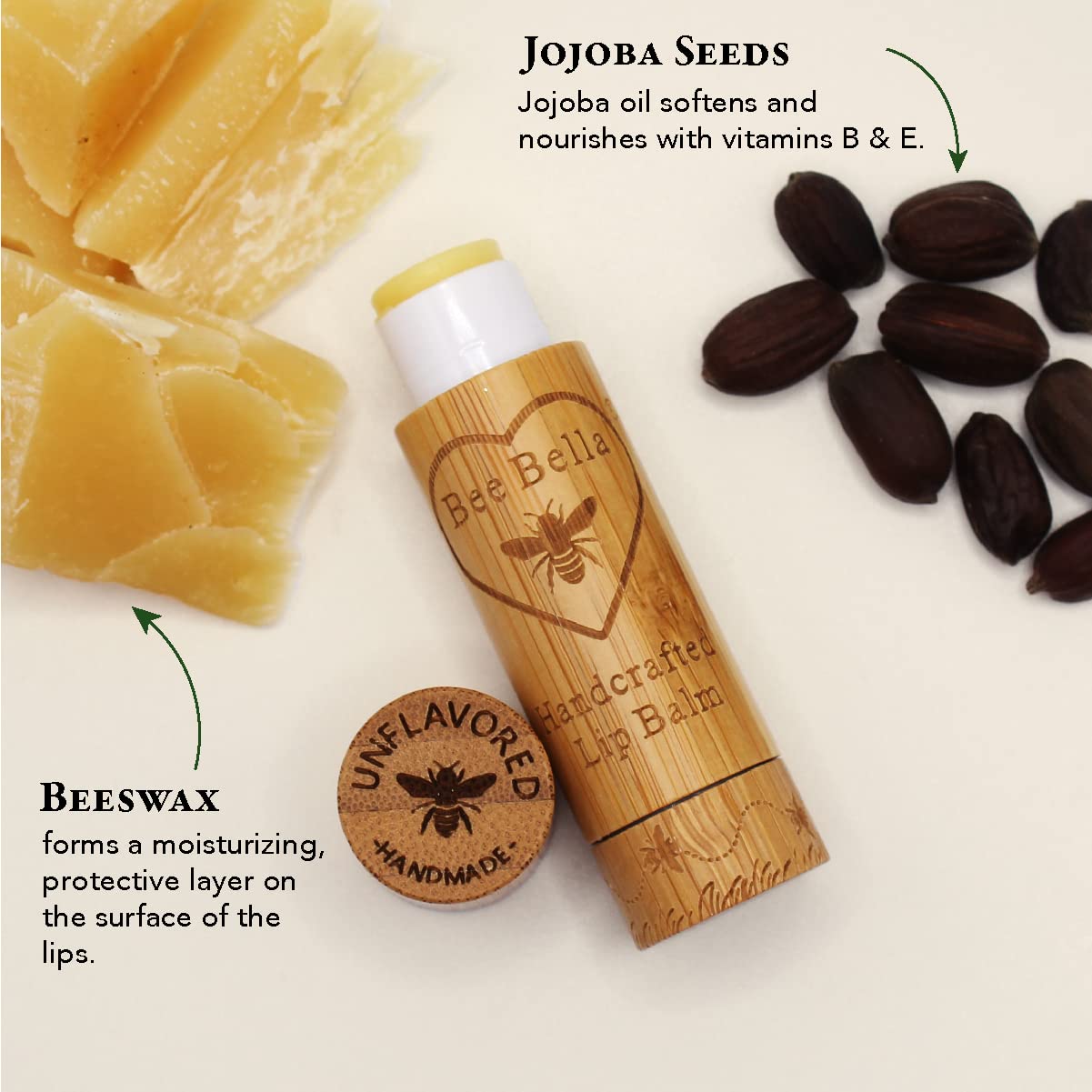 Bee Bella Lip Balm Holiday Gift Box, Cherry, Lavender Vanilla, Vanilla Bean, Pumpkin Spice, Candy Cane, 5 Pack, Gift, Organic Beeswax with Vitamin E, Handmade in USA