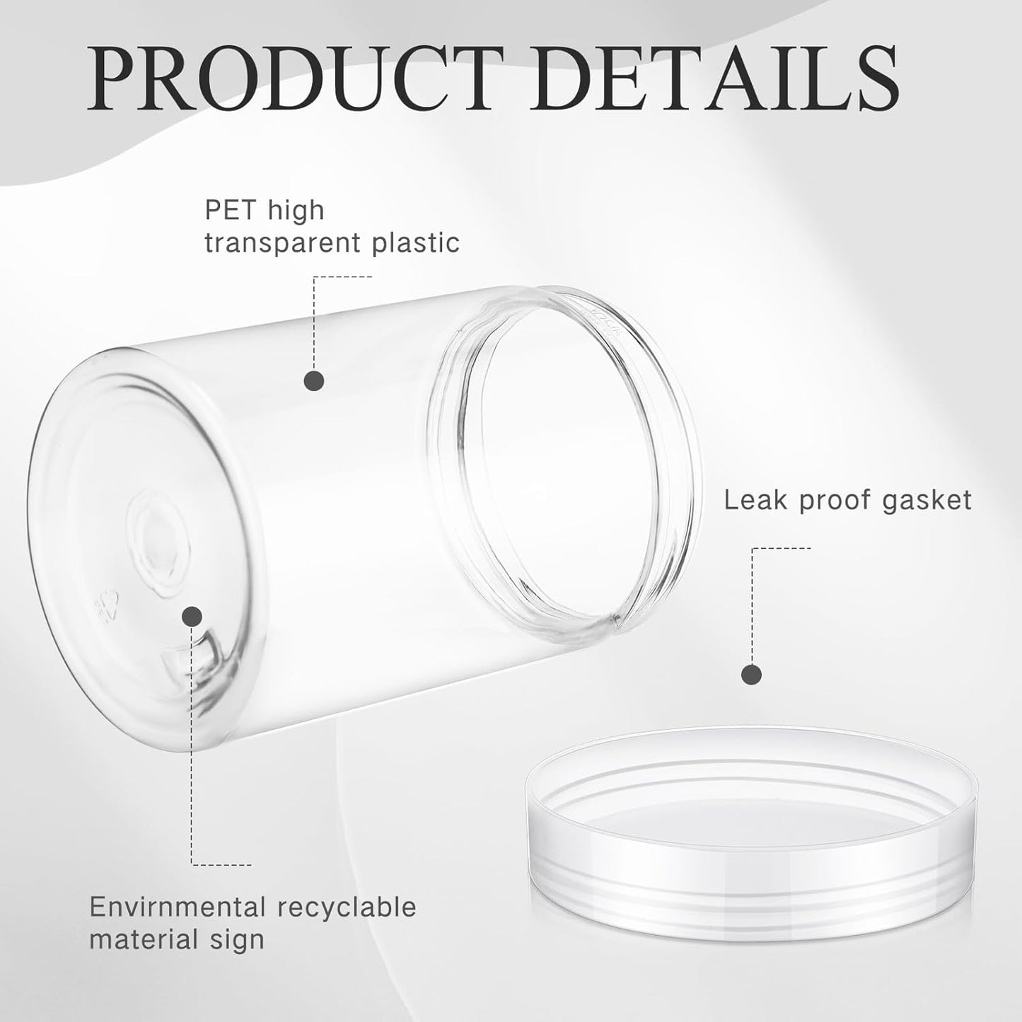 Patelai 4 Pieces Round Wide-mouth Leak Proof Plastic Container Jars with Lids for Travel Storage Makeup Beauty Products Face Creams Oils Salves Ointments DIY Making(10 Ounce,Clear)