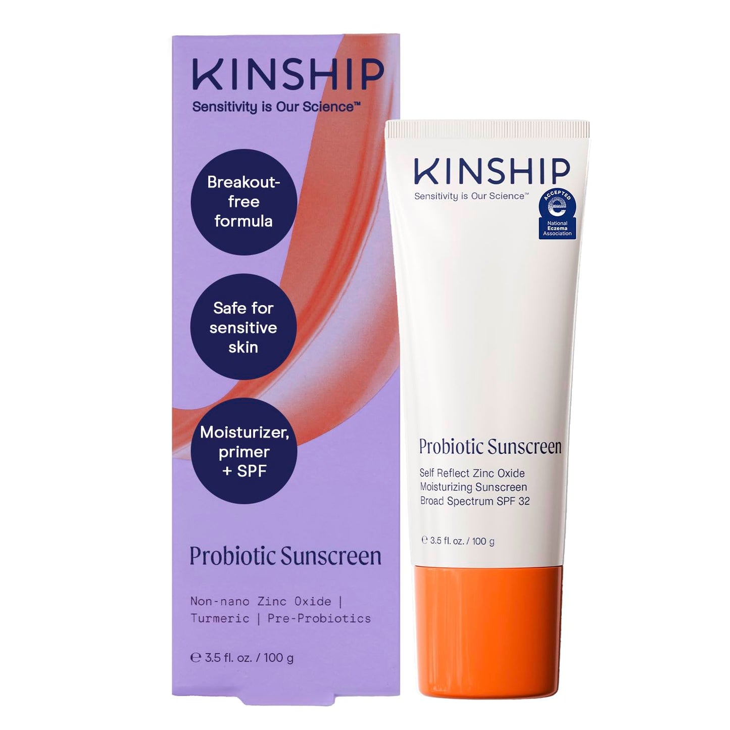 Kinship Zinc Oxide Mineral Sunscreen for Face Self Reflect SPF 32 | Vegan, Reef Safe, Non Toxic Eczema Sunscreen for Sensitive Skin | Sunblock Face Moisturizer with SPF (3.5 oz)