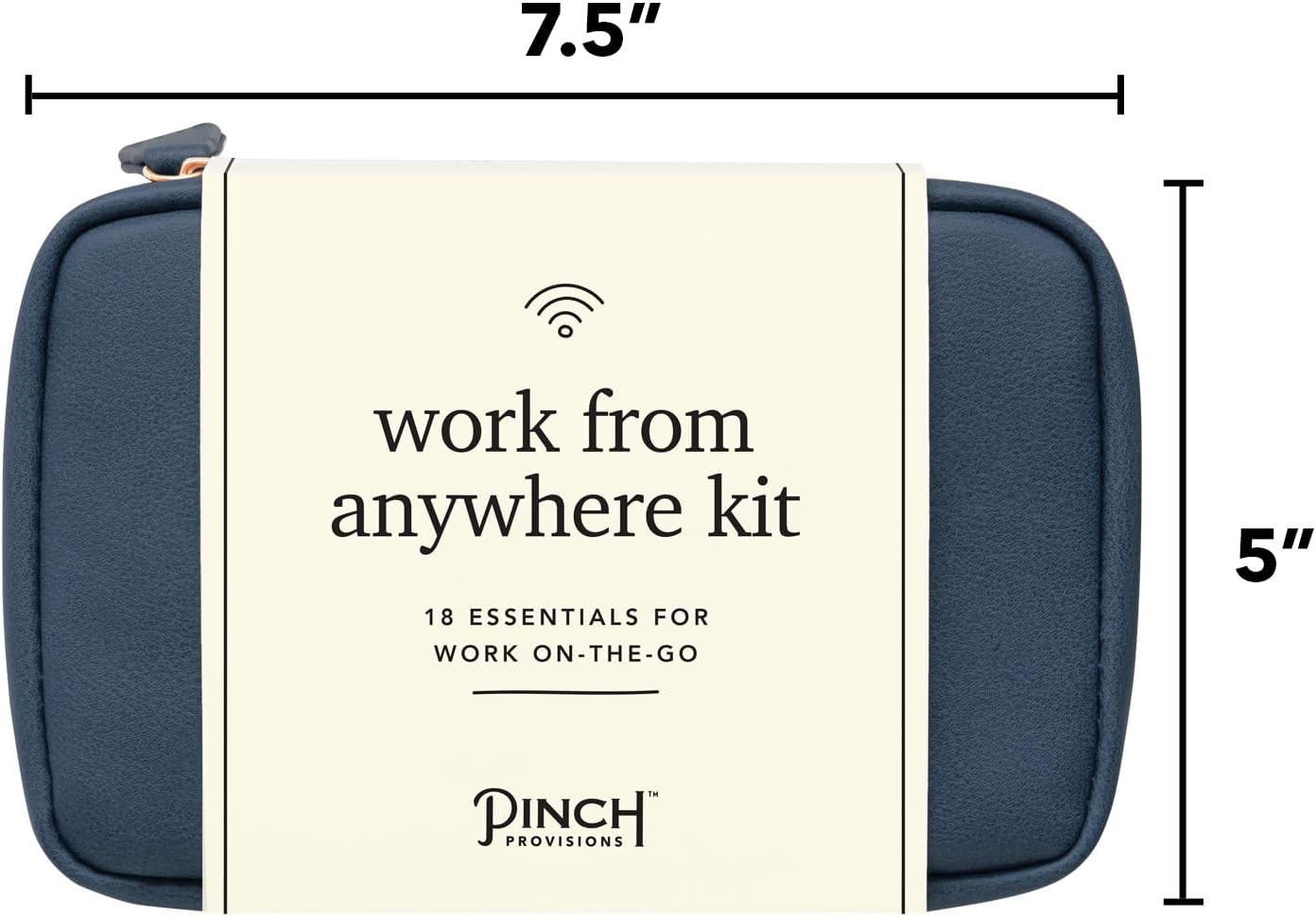 Pinch Provisions Work from Anywhere Kit, Includes 18 Essentials to Help You Stay on Task, Must-Have Essentials, Compact Multi-Functional Vegan Leather Pouch, Navy