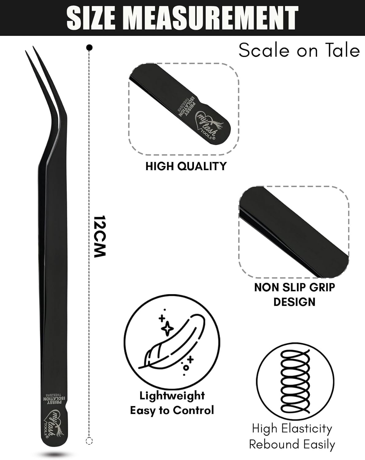 My Lash Tools New Isolation Lash Tweezers For Eyelash Extensions Best for Individual Isolation & Classic Lashes Japanese Stainless Steel Lightweight Precision Lashing Twisers (1pc, Black)
