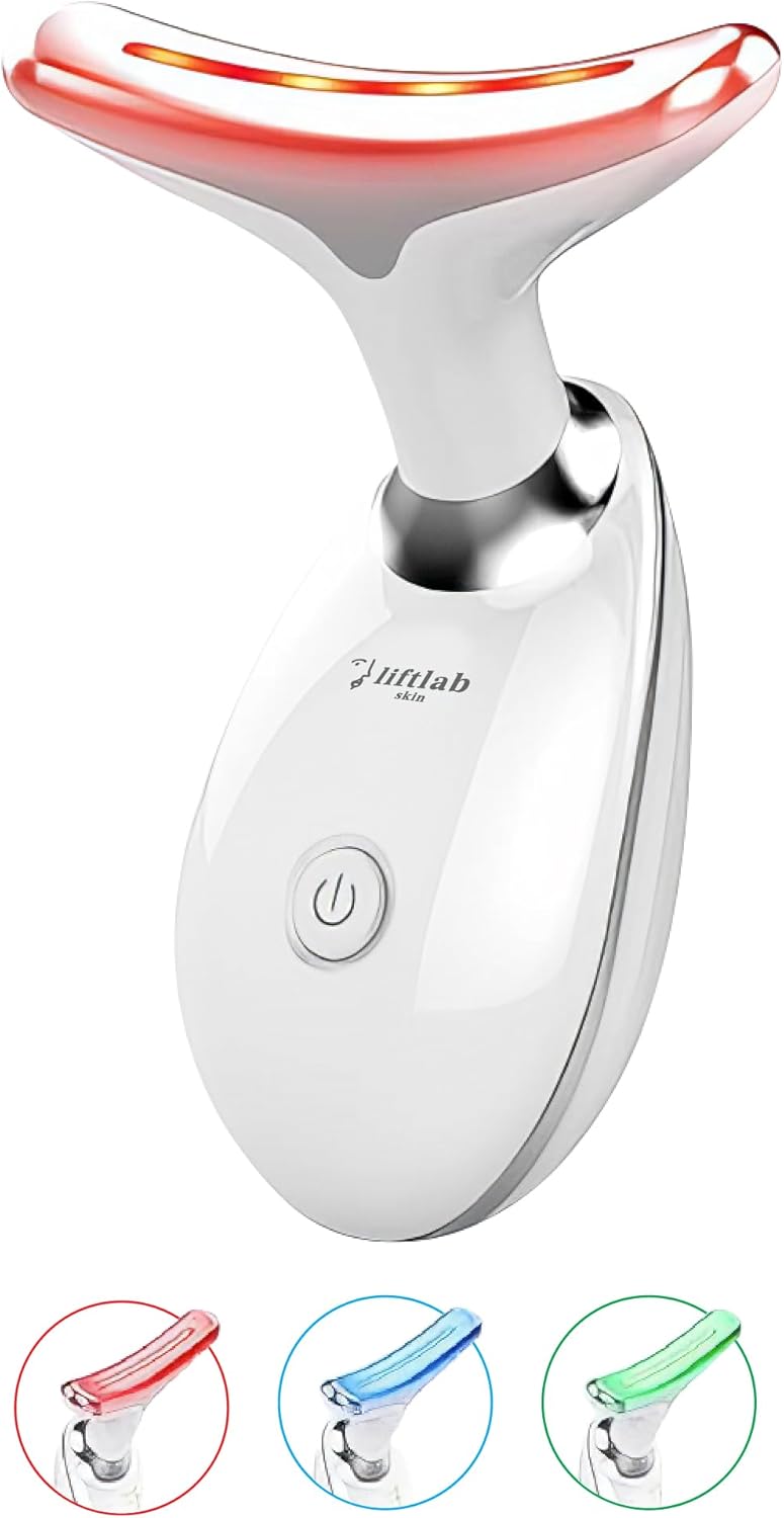 Red Light Therapy Face & Neck Massager – LiftLab 3-in-1 LED Sculptor with Blue & Green Modes – Jawline & Double Chin Tightening, Wrinkle & Spot Care -Improved Battery