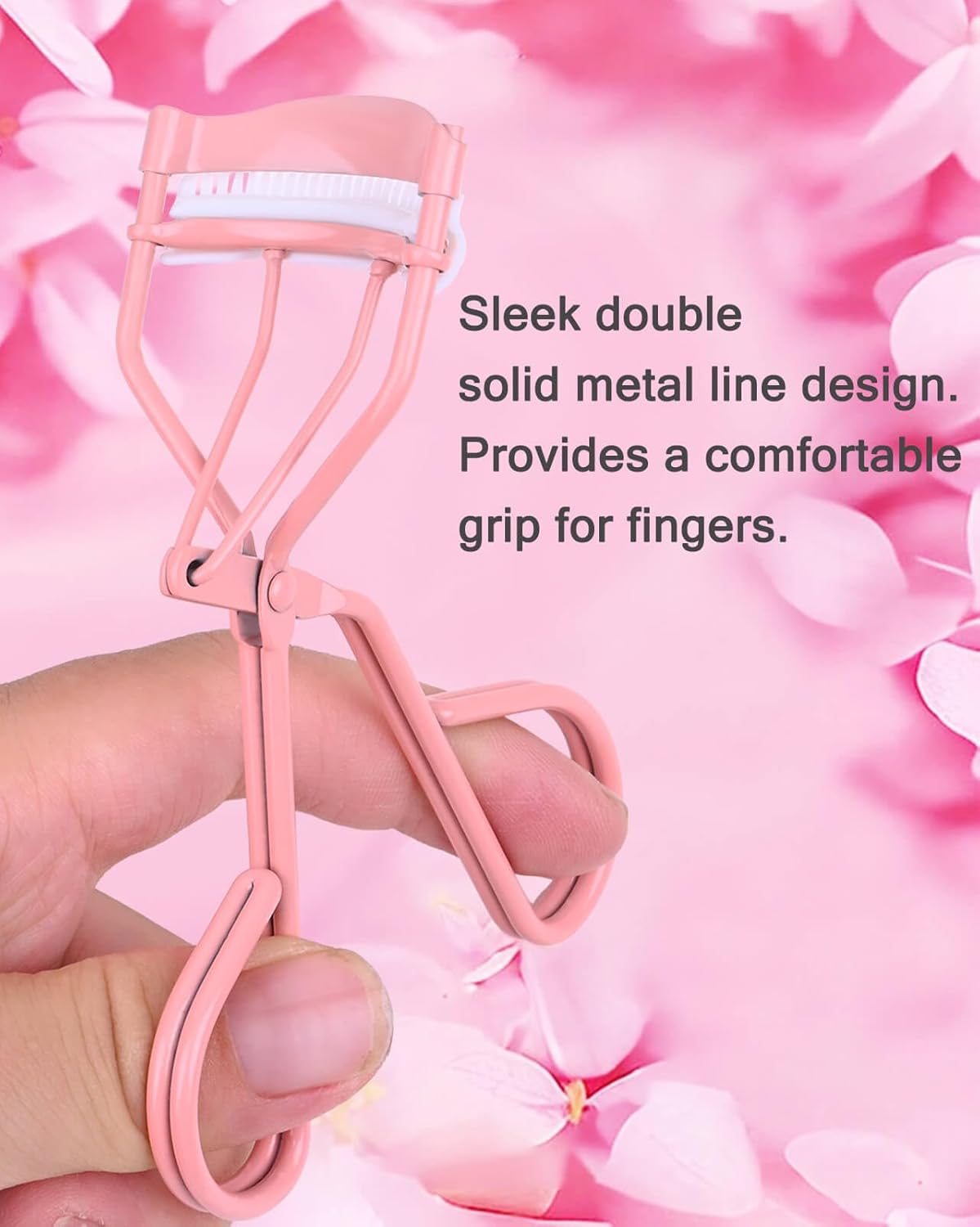 Eyelash Curlers with Comb IMMER LIEBEN Fashion Cute Eye Lash Curler with 3 Combs, 3 Refill, 10 Seconds for Long-Lasting Curl Pink