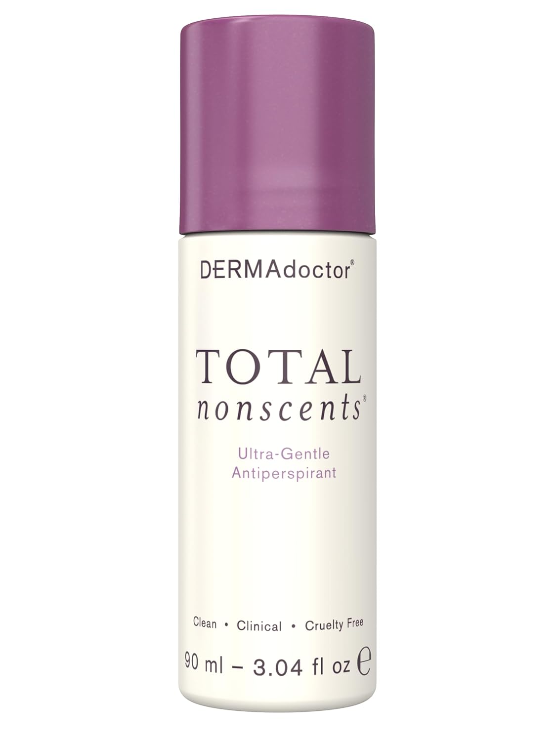 DERMAdoctor Total NonScents Ultra-Gentle Antiperspirant for Sensitive Skin. Unscented, Clinical Strength Antiperspirant for Men & Women; Hypoallergenic Roll On Deodorant - 3 oz