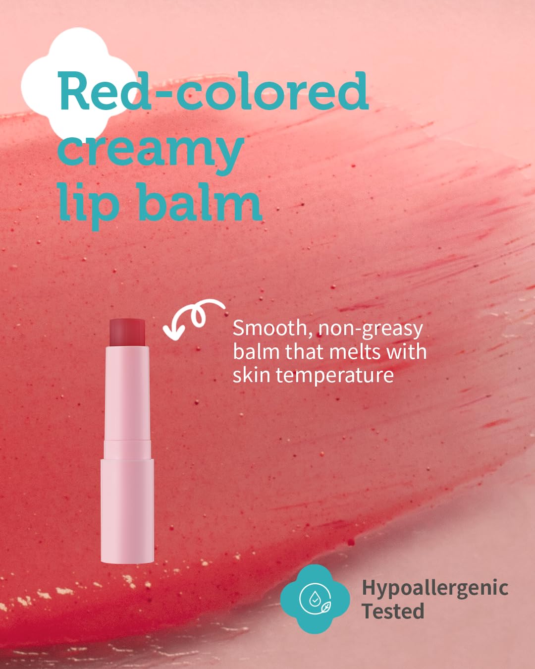 Kids' Color Lip Balm - Korean Kids Red Tint Lip Balm for Chapped and Cracked Lips with Natural Pigments - Hydrating Lips with Plant Oils and Shea Butter - Allergen Free Scent, 0.1 oz.