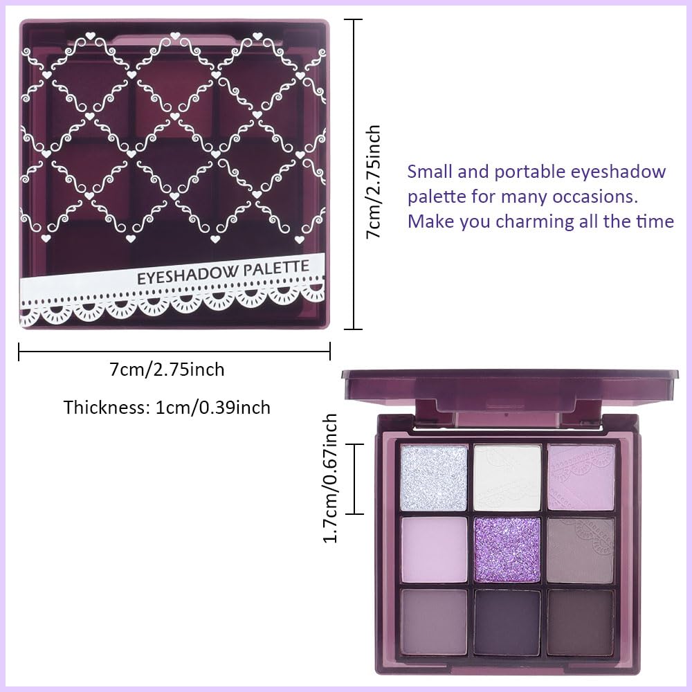 Purple Eyeshadow Palette for Eye Makeup,High Pigmented Silver White Tan Grape Brown Color Light Violet Eye Shadow Primers, Matte Shimmer Powder Palet de sombras de ojos