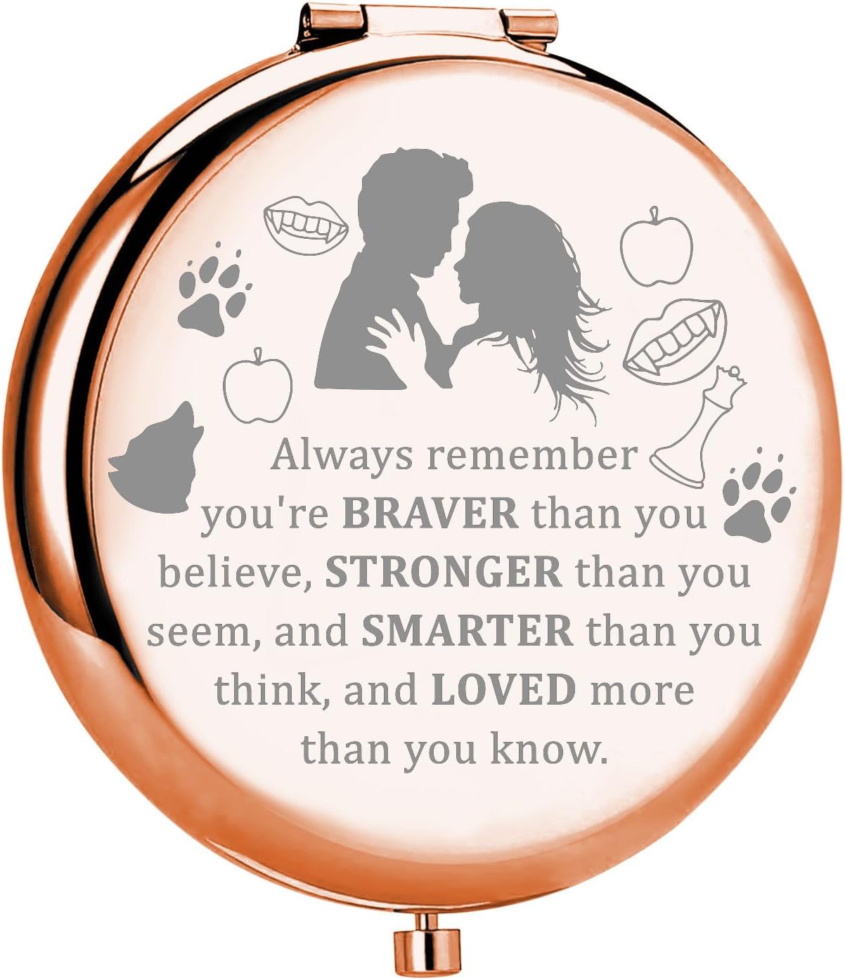 MYOSPARK Twilight Movie Compact Makeup Mirror Edward and Bella Fans Gift Vampire Fans Gift Movie Inspired Gift Fandom Gift (Twilight AMirror)