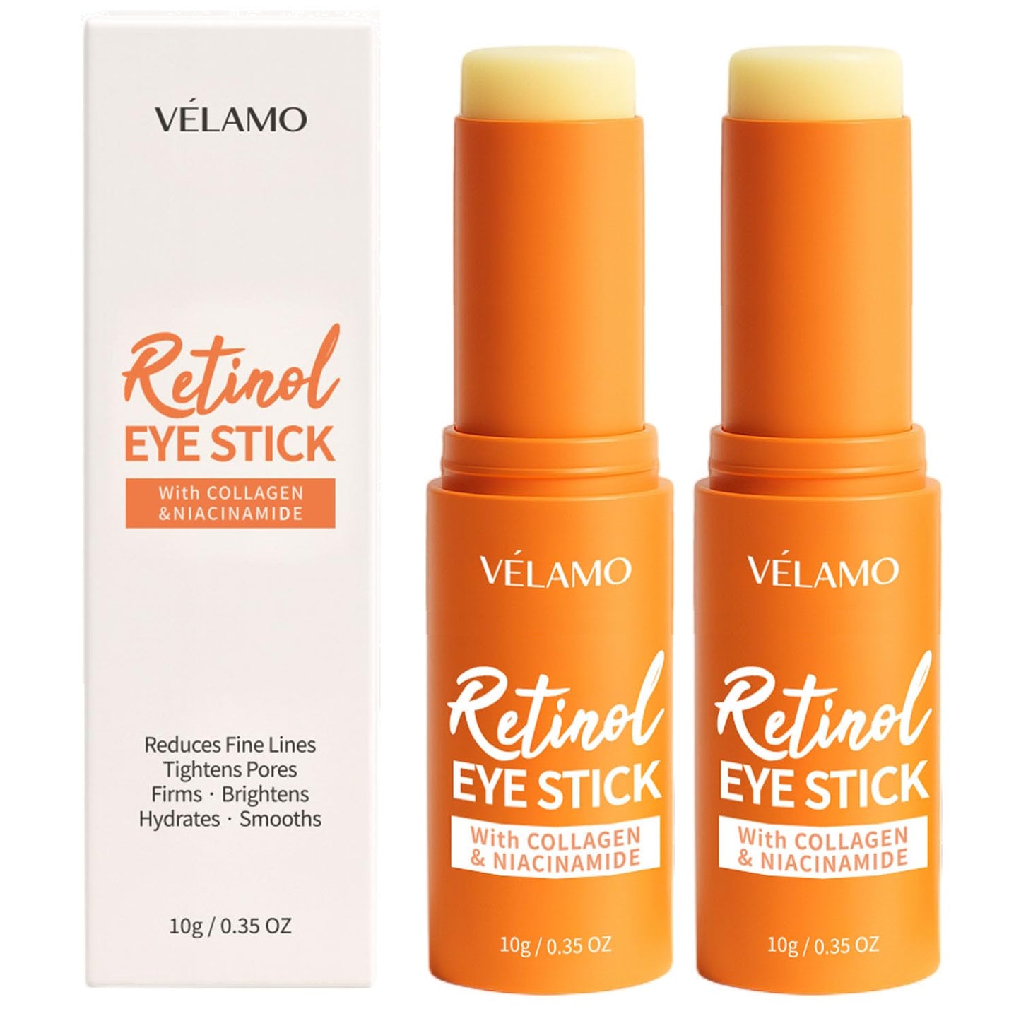 VELAMO ADVANCED Retinol Eye Balm Stick: Under Eye Cream for Dark Circles Puffiness Eye Bags Wrinkles Fine Lines - Korean Skincare Formula with Collagen, Niacinamide, Peptides & Hyaluronic Acid 2 Packs