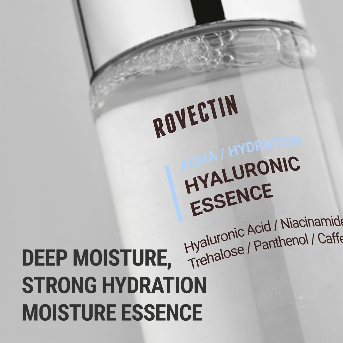 ROVECTIN Aqua Hyaluronic Essence (Activating Treatment Lotion) - 7 Layers Hyaluronic Acid Facial Toner with Niacinamide & Panthenol, Vegan Korean Skin Care (3.38 fl.oz, 100ml)