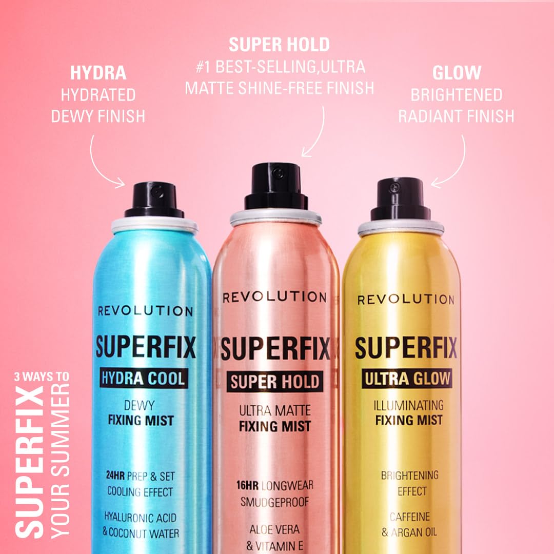 Revolution Beauty London, Superfix Misting Makeup Setting Spray, Ultra-Matte & Shine-Free Finish, Long-Lasting & Lightweight Mist, Infused with Vitamin E, 5.07 fl oz
