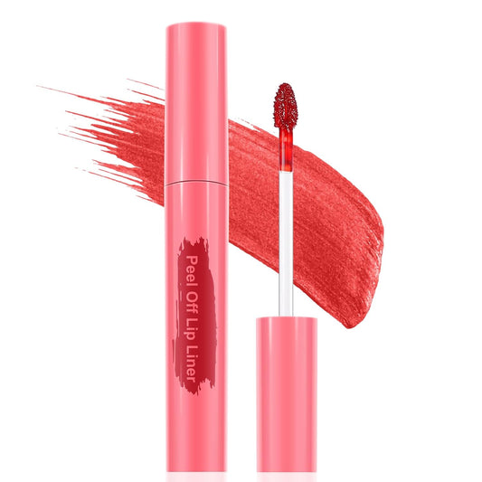 Lip Liner - Lip Stain Peel Off Moisturizing Long-Lasting & Waterproof Transfer Proof & Plumping, Non-Stick Cup Lip Liner Stain Tint For All Skin Types (Red, 1 PCS)