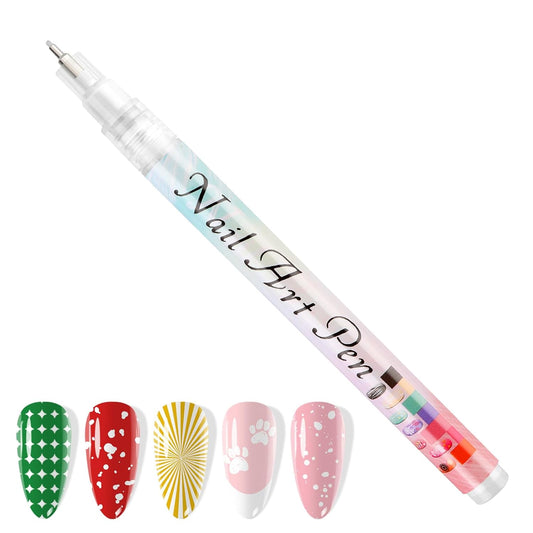 1 PCS White Nail Art Polish Pens, Kalolary 0.5mm Nail Art Markers Nail Point Graffiti Dotting Pen Drawing Painting Liner Brush for DIY Nail Art Beauty Adorn Manicure Tools