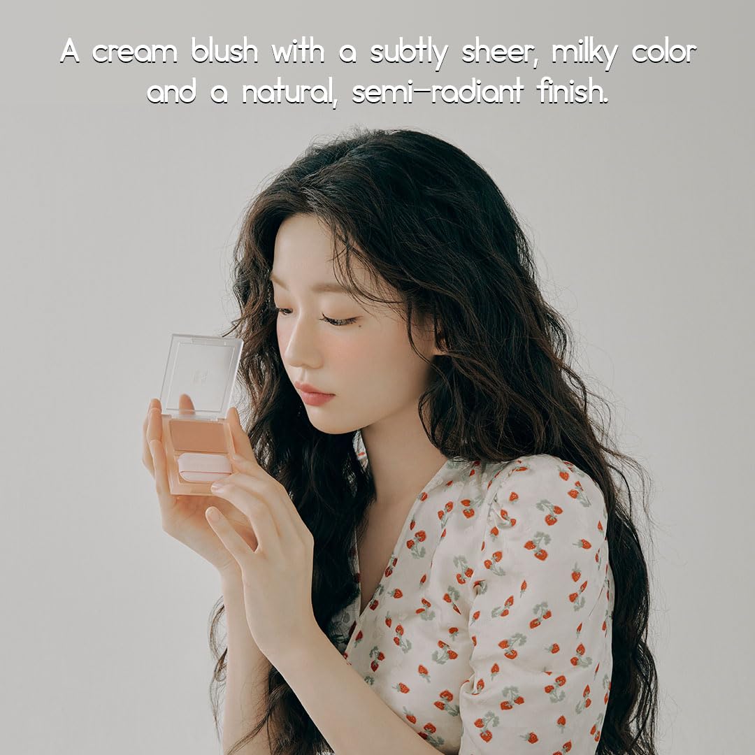 HOLIKA HOLIKA Colored Milk Cream Blush 04 LOVE YA: Glowing, Natural Makeup, Glossy Finish, Soft, Creamy Dough like texture, Shimmer, Radiant, Plumping, Cheek, Lightweight, Clean, Buildable