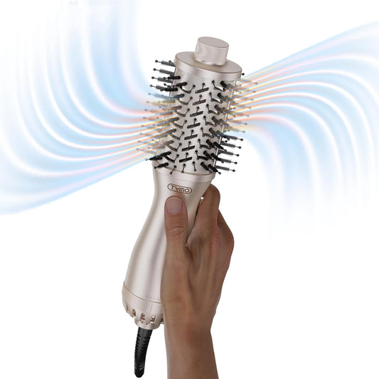 TYMO 2.0 Hair Blow Dryer Brush - Blowout Hot Air Brush, One Step Volumizer, Upgraded 2 Inch Barrel Roller Curling Styler, 3X Faster Drying, 0.6 lb Lightweight, Straightener Curling in One, Gold