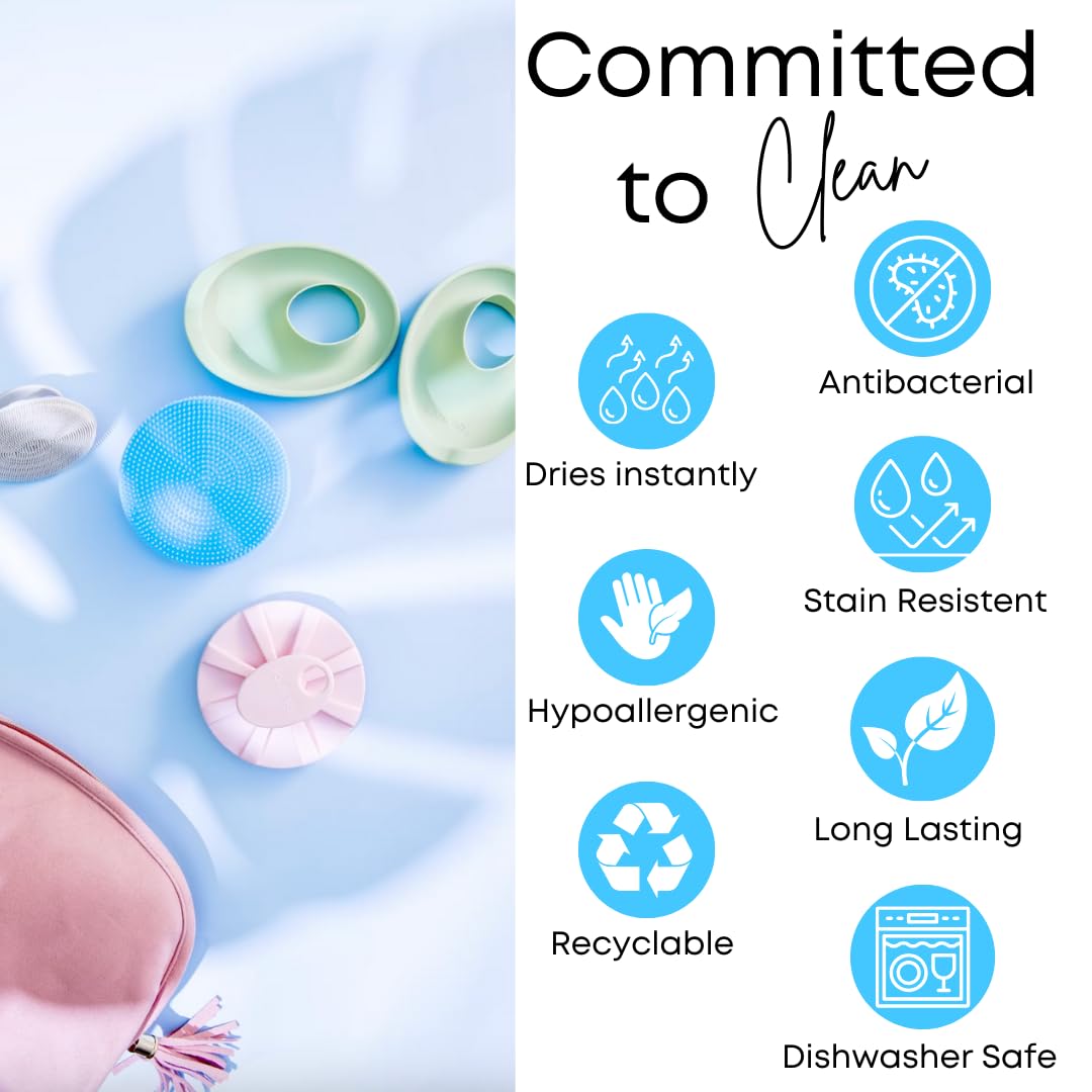 Skincare Essentials Kit - 4 Piece Bundle Pack - Face and Body Silicone Spa Accessory - Essential Beauty Set for Teen Girls Sky Blue